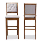 2pc Gideon Fabric Upholstered and Wood Barstool Set - Baxton Studio
