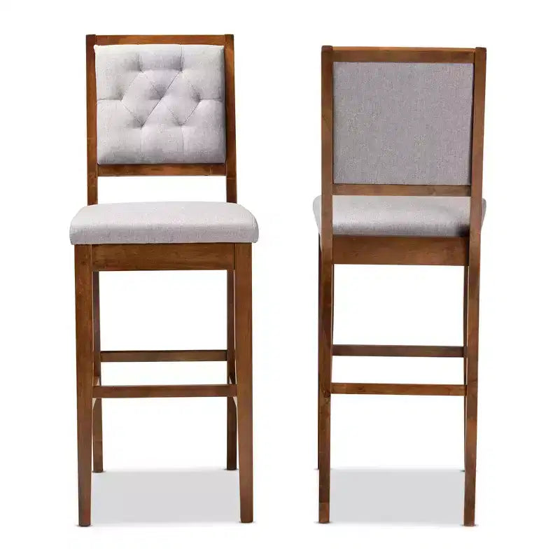 2pc Gideon Fabric Upholstered and Wood Barstool Set - Baxton Studio