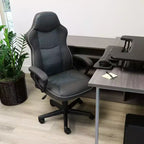 Elama High Back Faux Leather Adjustable Office Chair in Charcoal Grey