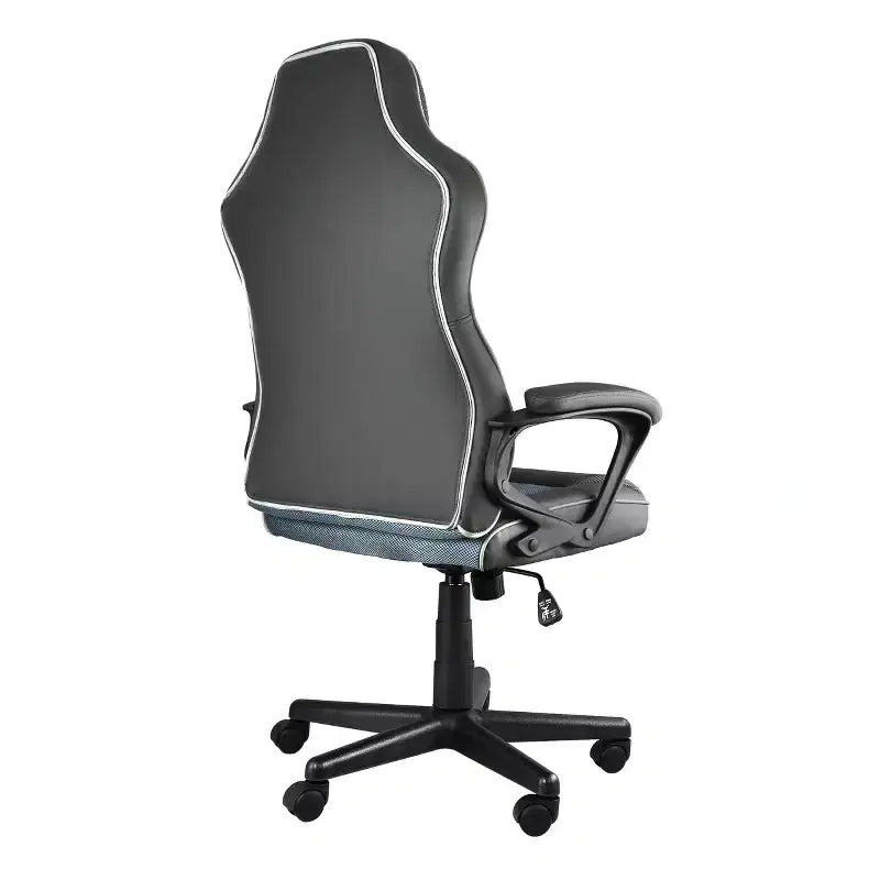 Elama High Back Faux Leather Adjustable Office Chair in Charcoal Grey