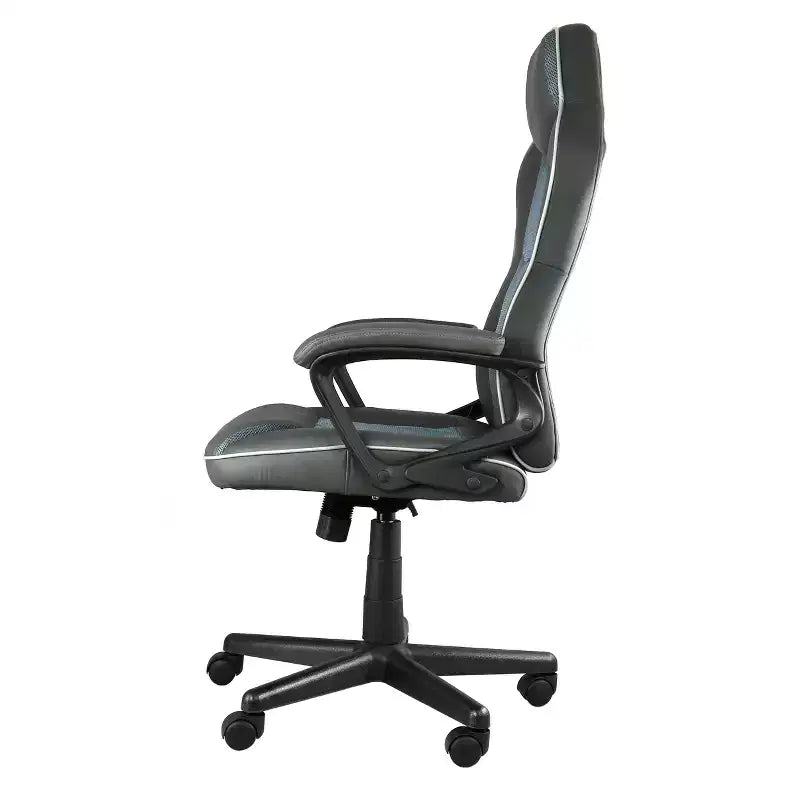 Elama High Back Faux Leather Adjustable Office Chair in Charcoal Grey