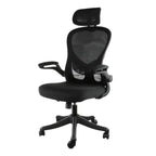 Elama High Back Adjustable Mesh and Fabric Office Chair in Black and Gray with Adjustable Head Rest