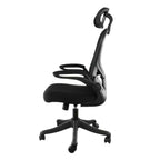 Sedia da ufficio Elama con schienale alto, regolabile, in rete e tessuto, colore nero e grigio, con poggiatesta regolabile
