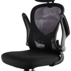 Sedia da ufficio Elama con schienale alto, regolabile, in rete e tessuto, colore nero e grigio, con poggiatesta regolabile