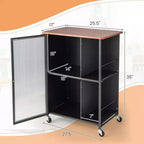 Costway Mobile Serving Cart Metal Kitchen Trolley w/Transparent Single Door Cabinet