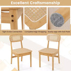 Costway Rattan Accent Chairs Set of 2 Bamboo Frame Cane Woven Backrest &Seat Dining Room