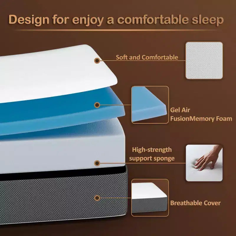 Continental Sleep Materasso portatile a tre pieghe in memory foam gel da 5 pollici | Lati in mesh traspirante con rivestimento ultra morbido, rimovibile e lavabile, 31