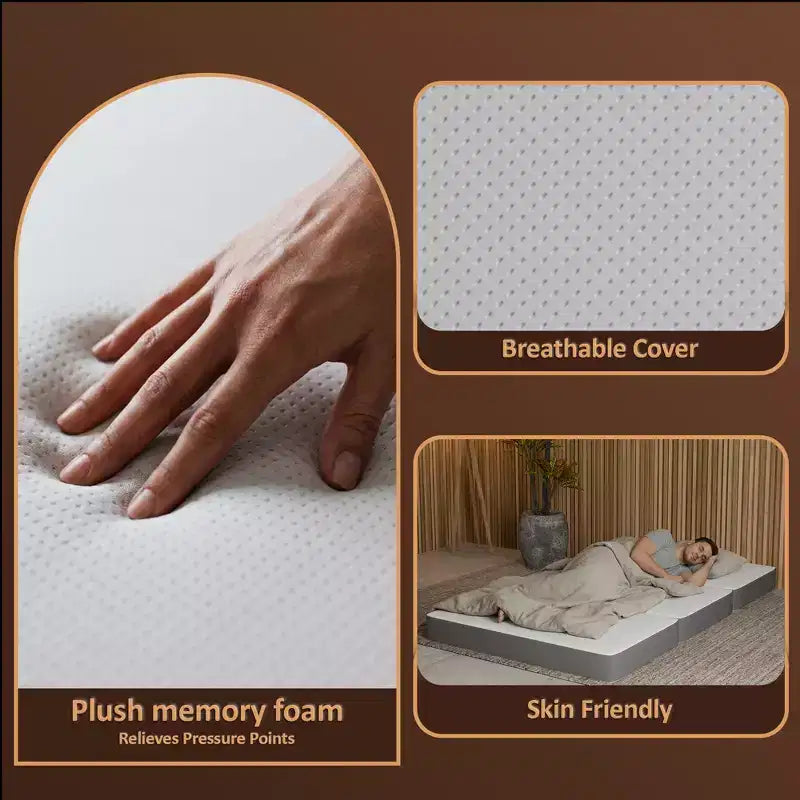 Continental Sleep Materasso portatile a tre pieghe in memory foam gel da 5 pollici | Lati in mesh traspirante con rivestimento ultra morbido, rimovibile e lavabile, 31