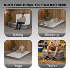 Continental Sleep Materasso portatile a tre pieghe in memory foam gel da 5 pollici | Lati in mesh traspirante con rivestimento ultra morbido, rimovibile e lavabile, 31