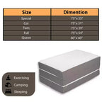 Continental Sleep Materasso portatile a tre pieghe in memory foam gel da 5 pollici | Lati in mesh traspirante con rivestimento ultra morbido, rimovibile e lavabile, 31