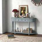 Costway Tavolo Consolle da 132 cm con 2 Cassetti e Ripiano Aperto, Stile Retrò