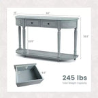 Costway Tavolo Consolle da 132 cm con 2 Cassetti e Ripiano Aperto, Stile Retrò