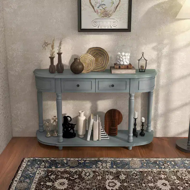 Costway Tavolo Consolle da 132 cm con 2 Cassetti e Ripiano Aperto, Stile Retrò