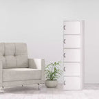 Hodedah HID5 High Quality 5 Shelf Home, Office, and School Enclosed Organization Storage 59 Inch Tall Slim Bookcase Cabinets