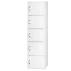 Hodedah HID5 High Quality 5 Shelf Home, Office, and School Enclosed Organization Storage 59 Inch Tall Slim Bookcase Cabinets