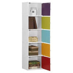 Hodedah HID5 High Quality 5 Shelf Home, Office, and School Enclosed Organization Storage 59 Inch Tall Slim Bookcase Cabinets