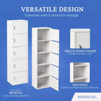 Hodedah HID5 High Quality 5 Shelf Home, Office, and School Enclosed Organization Storage 59 Inch Tall Slim Bookcase Cabinets