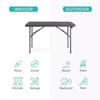 Best Choice Products 4ft Plastic Folding Table, Indoor Outdoor Heavy Duty Portable w/ Handle, Lock for Picnic