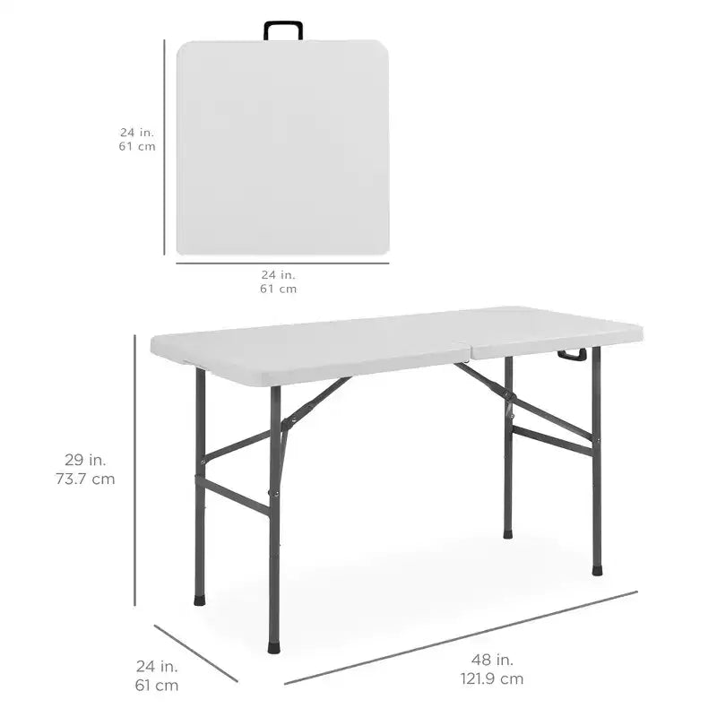 Best Choice Products 4ft Plastic Folding Table, Indoor Outdoor Heavy Duty Portable w/ Handle, Lock for Picnic