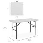 Best Choice Products 4ft Plastic Folding Table, Indoor Outdoor Heavy Duty Portable w/ Handle, Lock for Picnic