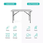 Best Choice Products 4ft Plastic Folding Table, Indoor Outdoor Heavy Duty Portable w/ Handle, Lock for Picnic