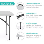 Best Choice Products 4ft Plastic Folding Table, Indoor Outdoor Heavy Duty Portable w/ Handle, Lock for Picnic