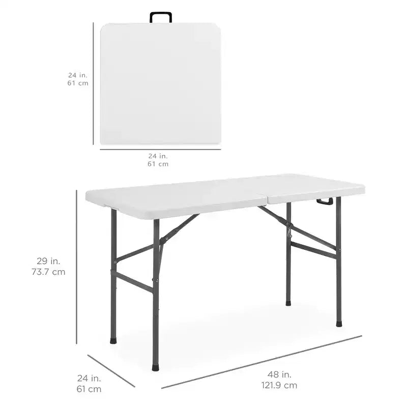 Best Choice Products 4ft Plastic Folding Table, Indoor Outdoor Heavy Duty Portable w/ Handle, Lock for Picnic