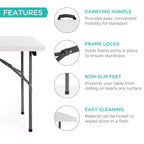 Best Choice Products 4ft Plastic Folding Table, Indoor Outdoor Heavy Duty Portable w/ Handle, Lock for Picnic