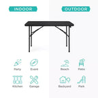Best Choice Products 4ft Plastic Folding Table, Indoor Outdoor Heavy Duty Portable w/ Handle, Lock for Picnic