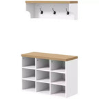 Set Panchina Porta Scarpe e Appendiabiti HOMCOM, Scarpiera da 9 Paia con Attaccapanni per Ingresso, Bianco