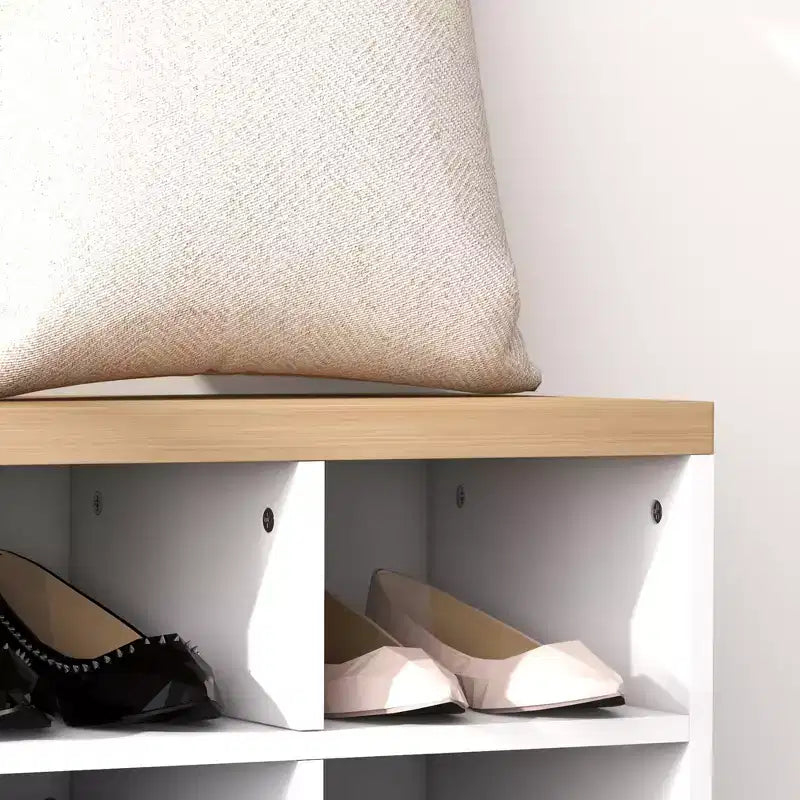 Set Panchina Porta Scarpe e Appendiabiti HOMCOM, Scarpiera da 9 Paia con Attaccapanni per Ingresso, Bianco