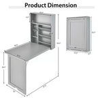 Costway Wall Mounted Computer Convertible Desk Floating Desk w/ Storage Bookcases