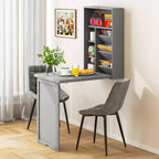 Costway Wall Mounted Computer Convertible Desk Floating Desk w/ Storage Bookcases
