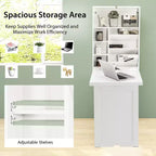 Costway Wall Mounted Computer Convertible Desk Floating Desk w/ Storage Bookcases