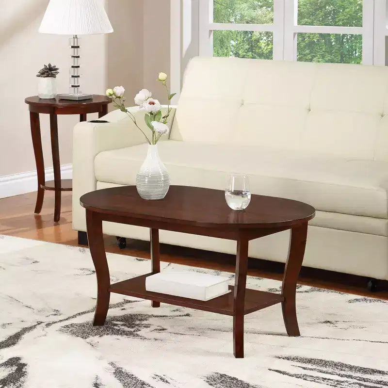 American Heritage Oval Coffee Table with Shelf - Breighton Home