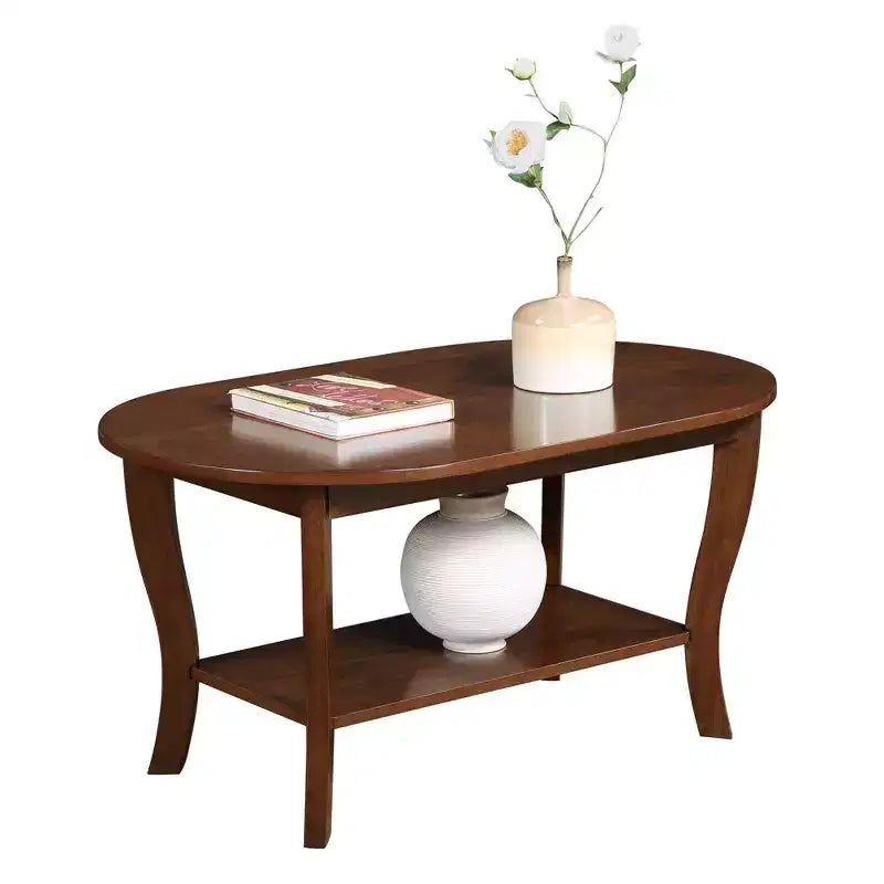 American Heritage Oval Coffee Table with Shelf - Breighton Home