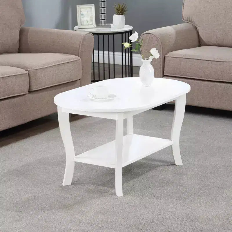 American Heritage Oval Coffee Table with Shelf - Breighton Home