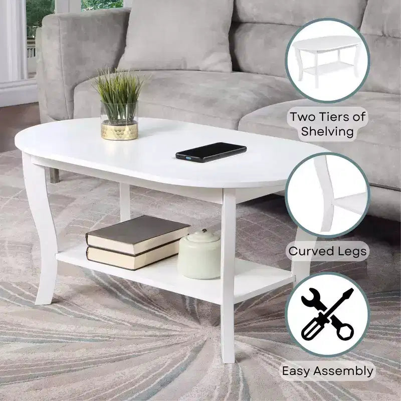 American Heritage Oval Coffee Table with Shelf - Breighton Home