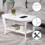 American Heritage Oval Coffee Table with Shelf - Breighton Home