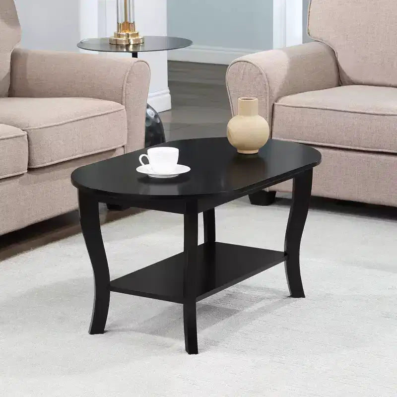 American Heritage Oval Coffee Table with Shelf - Breighton Home