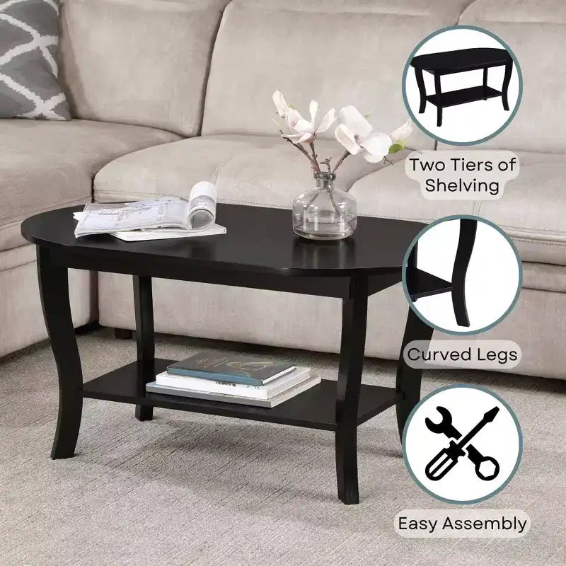 American Heritage Oval Coffee Table with Shelf - Breighton Home