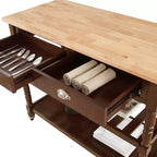 French Country 3 Tier Butcher Block Kitchen Cart with Drawers - Breighton Home