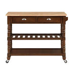 French Country 3 Tier Butcher Block Kitchen Cart with Drawers - Breighton Home
