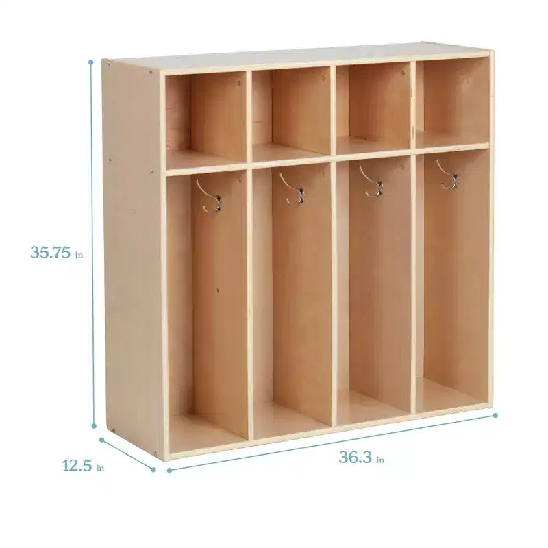 ECR4Kids Streamline 4-Section Toddler Coat Locker with Cubby Storage, Kids Furniture