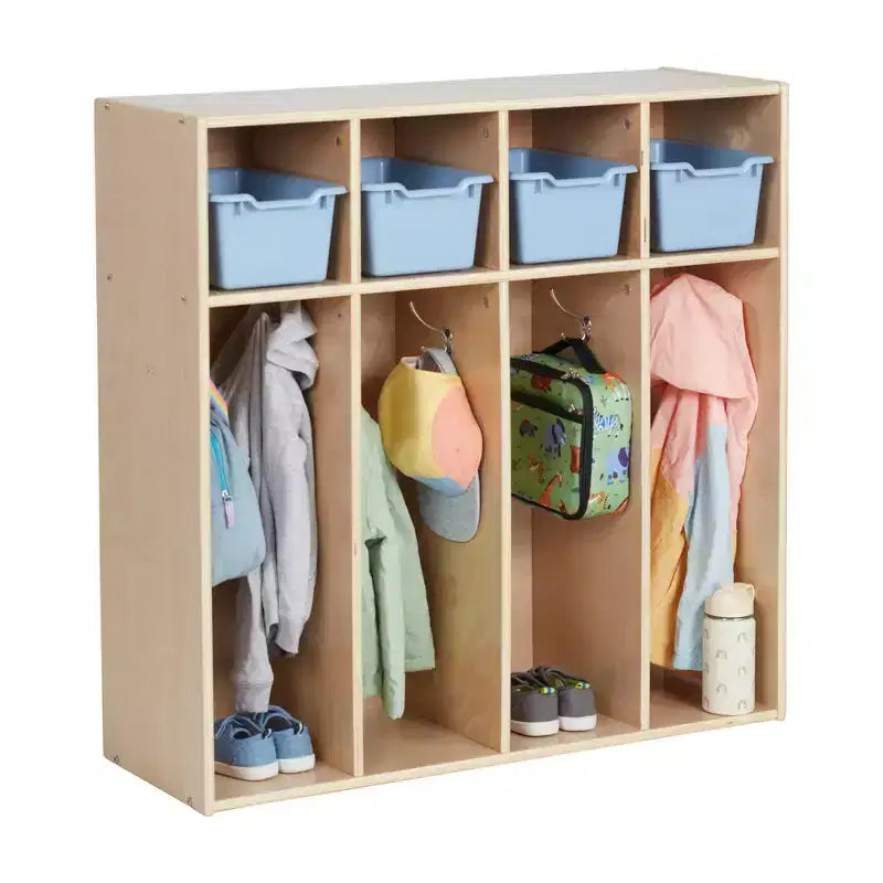 ECR4Kids Streamline 4-Section Toddler Coat Locker with Cubby Storage, Kids Furniture