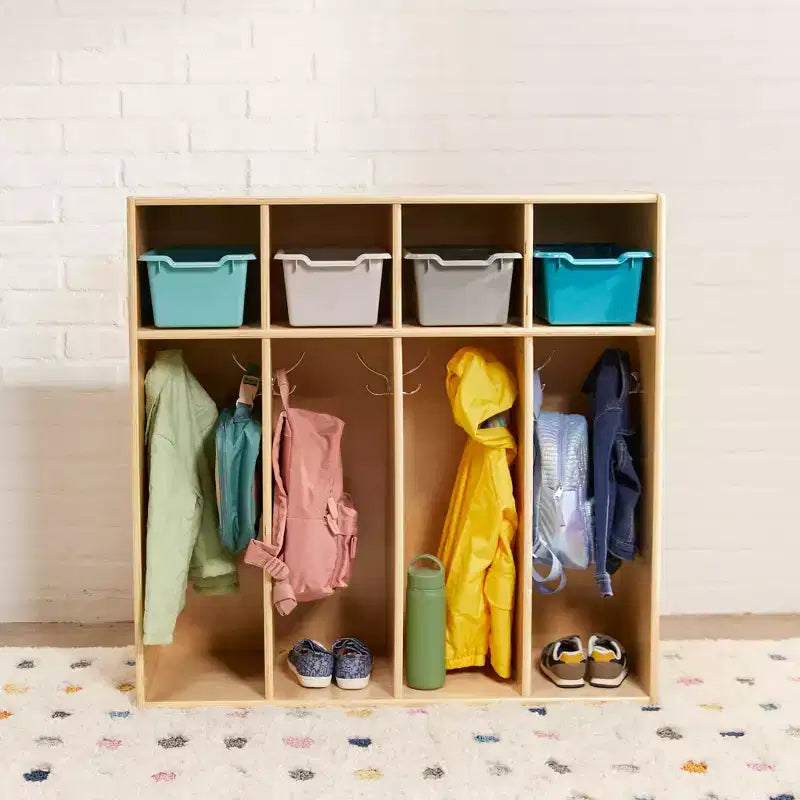ECR4Kids Streamline 4-Section Toddler Coat Locker with Cubby Storage, Kids Furniture