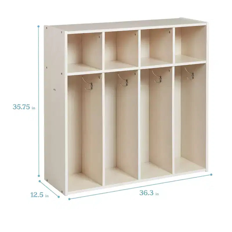 ECR4Kids Streamline 4-Section Toddler Coat Locker with Cubby Storage, Kids Furniture