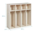 ECR4Kids Streamline 4-Section Toddler Coat Locker with Cubby Storage, Kids Furniture