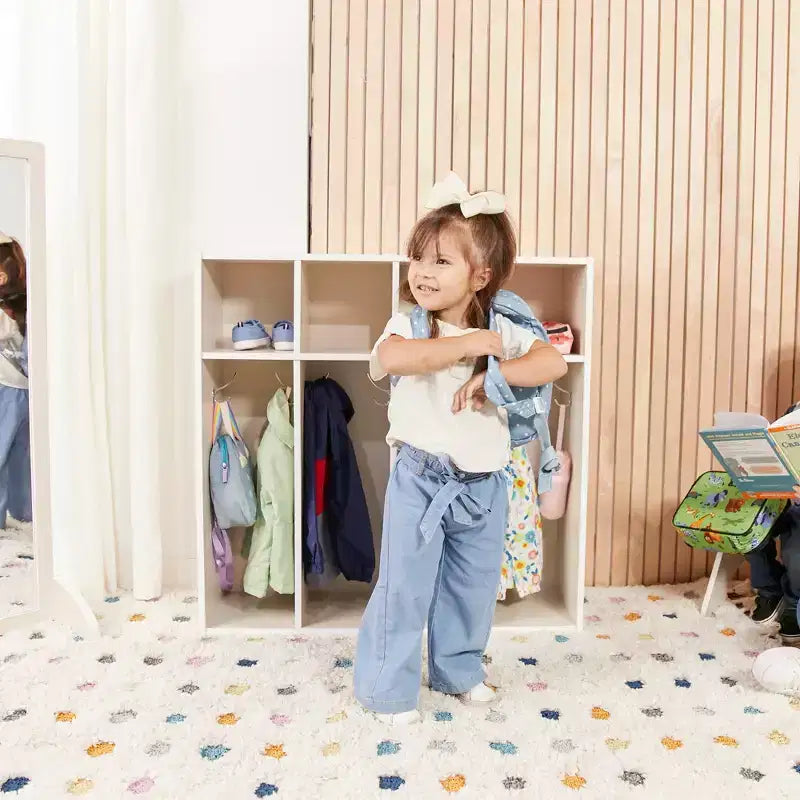 ECR4Kids Streamline 4-Section Toddler Coat Locker with Cubby Storage, Kids Furniture