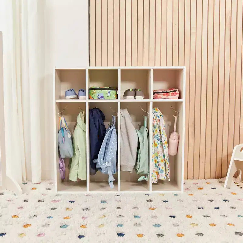 ECR4Kids Streamline 4-Section Toddler Coat Locker with Cubby Storage, Kids Furniture